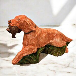 Vintage Hand Painted Hunting Irish Setter Pointer Bird Dog Ceramic Collectible